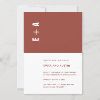 Terracotta Minimalist Colour Block Initials Weddin