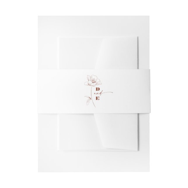 Terracotta Minimalist Couple Monogram Wedding Invitation Belly Band (Front Example)