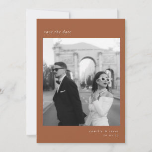 Terracotta Minimalist Elegant Photo Save the date Invitation