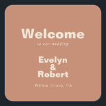 Terracotta Minimalist Formal Wedding Welcome  Square Sticker<br><div class="desc">This terracotta minimalist formal wedding welcome square sticker is perfect for a rustic wedding. The design features a beautiful font to embellish your event.</div>
