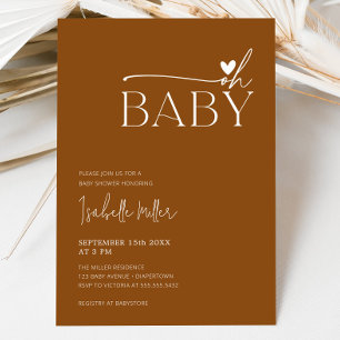 Terracotta Minimalist Gender Neutral Baby Shower Invitation