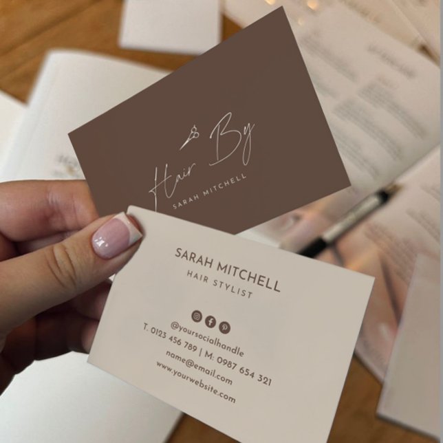 Terracotta Minimalist Hair Stylist Business Card (Creator Uploaded)