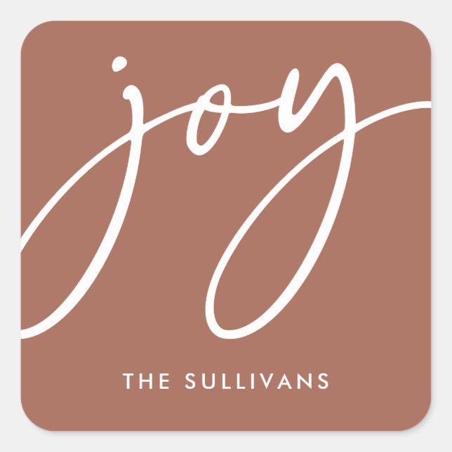 Terracotta Minimalist Joy Holiday Sticker (Front)