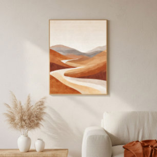 Terracotta Minimalist Landscape Living Wall Art 