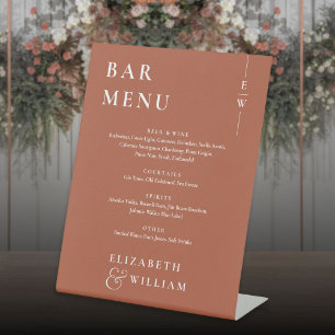 Terracotta Minimalist Modern Bar Menu Pedestal Sign