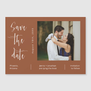 Terracotta Minimalist Save the Date Photo Magnet