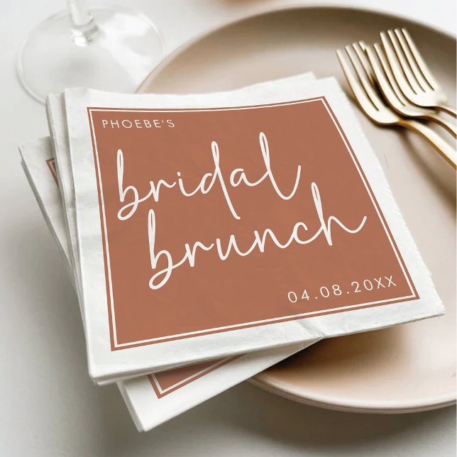 Terracotta Minimalist Script Bridal Brunch Napkin (Creator Uploaded)