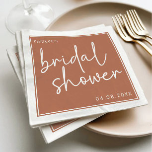 Terracotta Minimalist Script Bridal Shower Napkin
