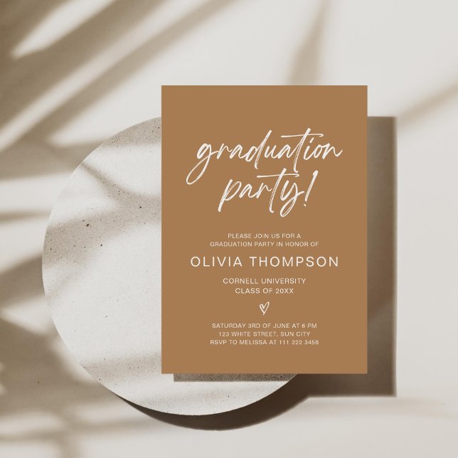 Terracotta Minimalist Script Graduation Invitation (Creator Uploaded)