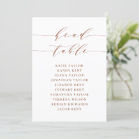 Terracotta Minimalist Script Head Table Card