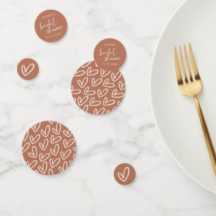 Terracotta Minimalist Script & Heart Bridal Shower Confetti