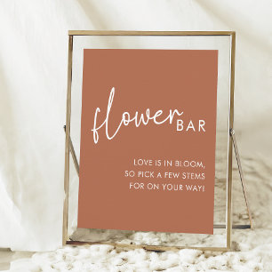 Terracotta Minimalist Script Shower Flower Bar Poster