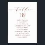 Terracotta Minimalist Script Wedding Seating Plan Table Number<br><div class="desc">Customisable table number seating plan. It features a terracotta whimsical script and classic typography. Personalise by adding your own details. This minimalist table seating plan is perfect for any weddings,  baby showers,  bridal showers,  birthdays,  and so much more.</div>