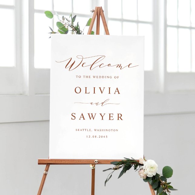 Terracotta Minimalist Script Wedding Welcome Poster (Creator Uploaded)