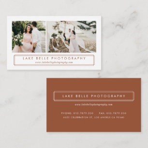 Terracotta Minimalist Two Photo Layout Modern Business Card