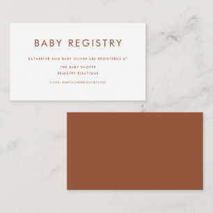 Terracotta Minimalist Typography Baby Registry Enclosure Card