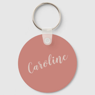 Terracotta Minimalist Typography Personalised Name Key Ring