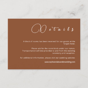 Terracotta Minimalist Wedding Details Card
