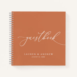 Terracotta Minimalist Wedding Guestbook Notebook