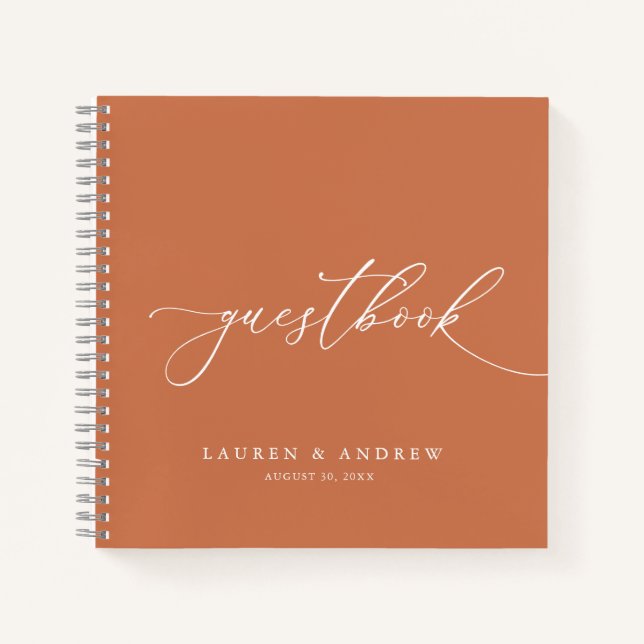 Terracotta Minimalist Wedding Guestbook Notebook (Front)