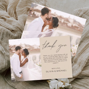 Terracotta Minimalist Wedding Thank You Photo Card