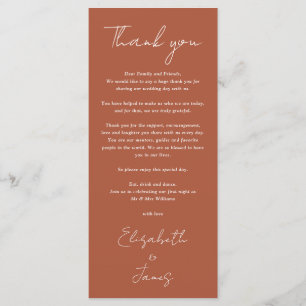 Terracotta Minimalist Wedding Thank You Place Card