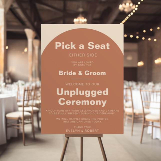 Terracotta Minimalist Wedding Unplugged Ceremony  Poster (Creator Uploaded)