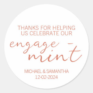 Terracotta Mint Engagement Thank You Classic Round Sticker