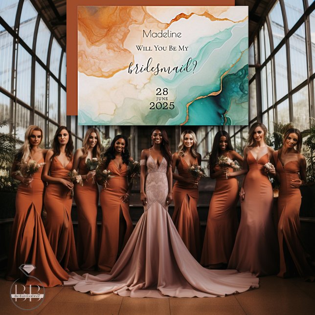 Terracotta  Modern Abstract Agate Proposal Invitation (Creator Uploaded)