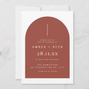 Terracotta Modern Arch Minimalist Wedding Invitation