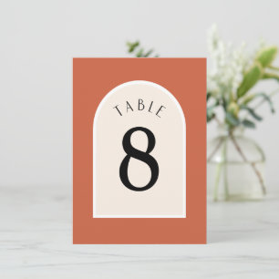 Terracotta Modern arch table number double sided