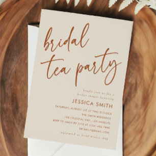 Terracotta Modern Boho Bridal Tea Party Shower Invitation