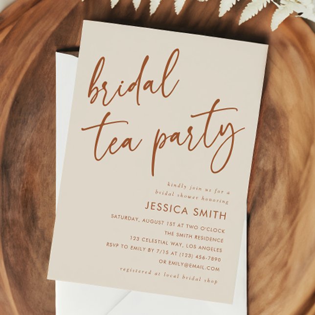 Terracotta Modern Boho Bridal Tea Party Shower Invitation (Creator Uploaded)