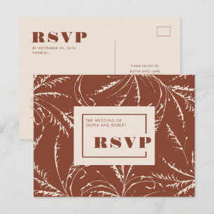 Terracotta Modern Boho Wedding RSVP Postcard