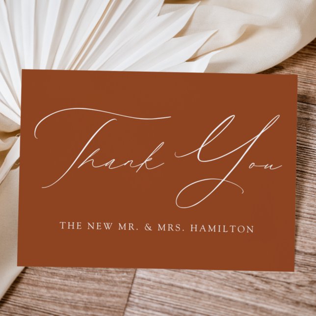 Terracotta Modern Elegance Wedding Thank You Card (Creator Uploaded)