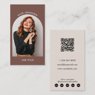 Terracotta Modern Elegant Minimalist Arch Photo Business Card