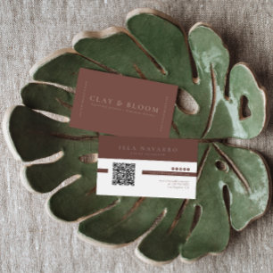 Terracotta Modern Elegant Minimalist QR Code Business Card