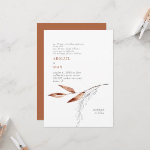 Terracotta Modern Foliage Both Parents Wedding Invitation