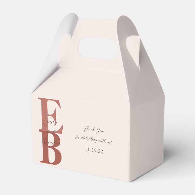 Terracotta Modern Large Initial Wedding Custom  Favour Box (Front Side)