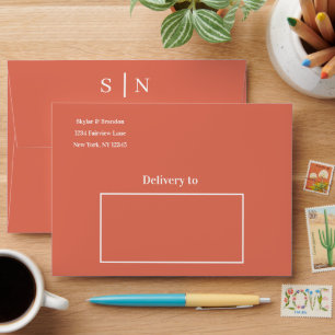 Terracotta Modern Minimal Wedding Envelope