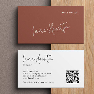 Terracotta modern minimalist QR code Business Card
