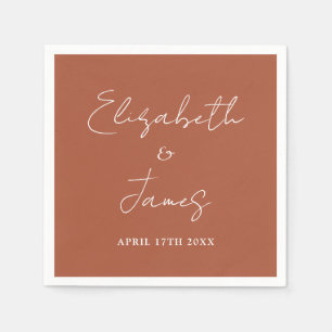 Terracotta Modern Minimalist Script Wedding Napkin