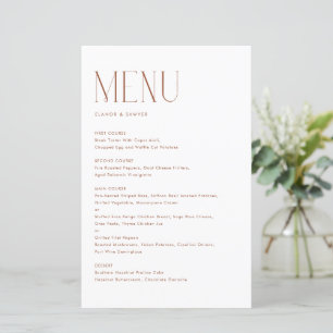Terracotta Modern Minimalist Typography Menu Card
