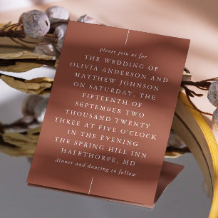 Terracotta modern minimalist typography wedding invitation