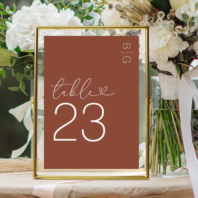 Terracotta Modern Monogram Wedding Table Number (Creator Uploaded)