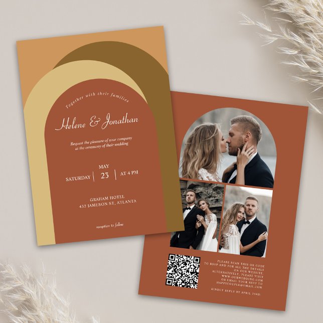 Terracotta Modern QR Code Photo Wedding Invitation (Creator Uploaded)