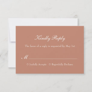 Terracotta Modern Simple Minimal Elegant Wedding RSVP Card