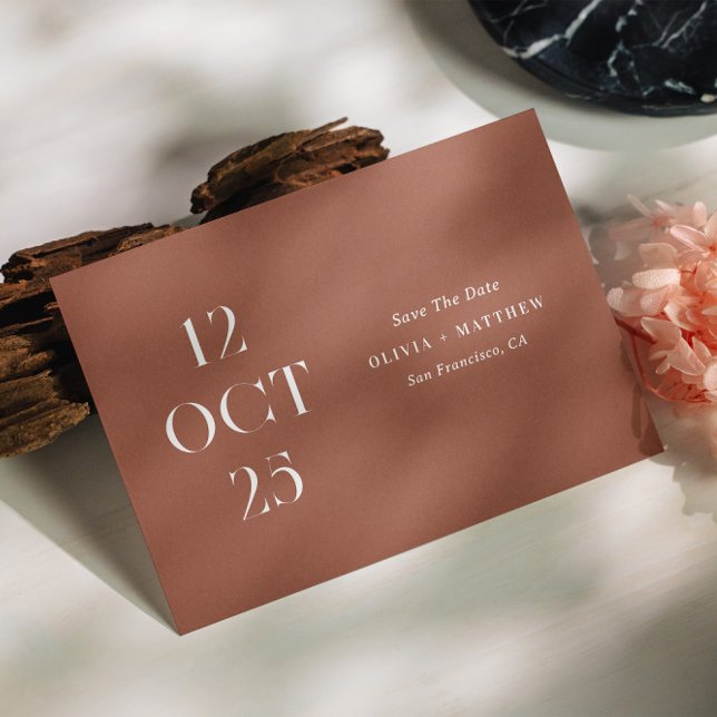 Terracotta modern simple minimalist photo wedding save the date (Creator Uploaded)