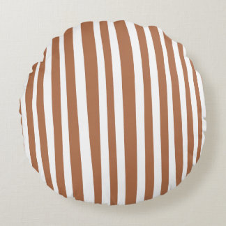 Terracotta Modern Stripes Minimalist  Round Cushion