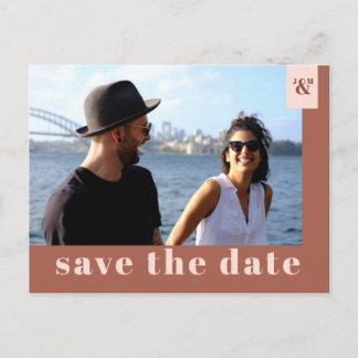 Terracotta Modern Typography Photo Save The Date Invitation Postcard